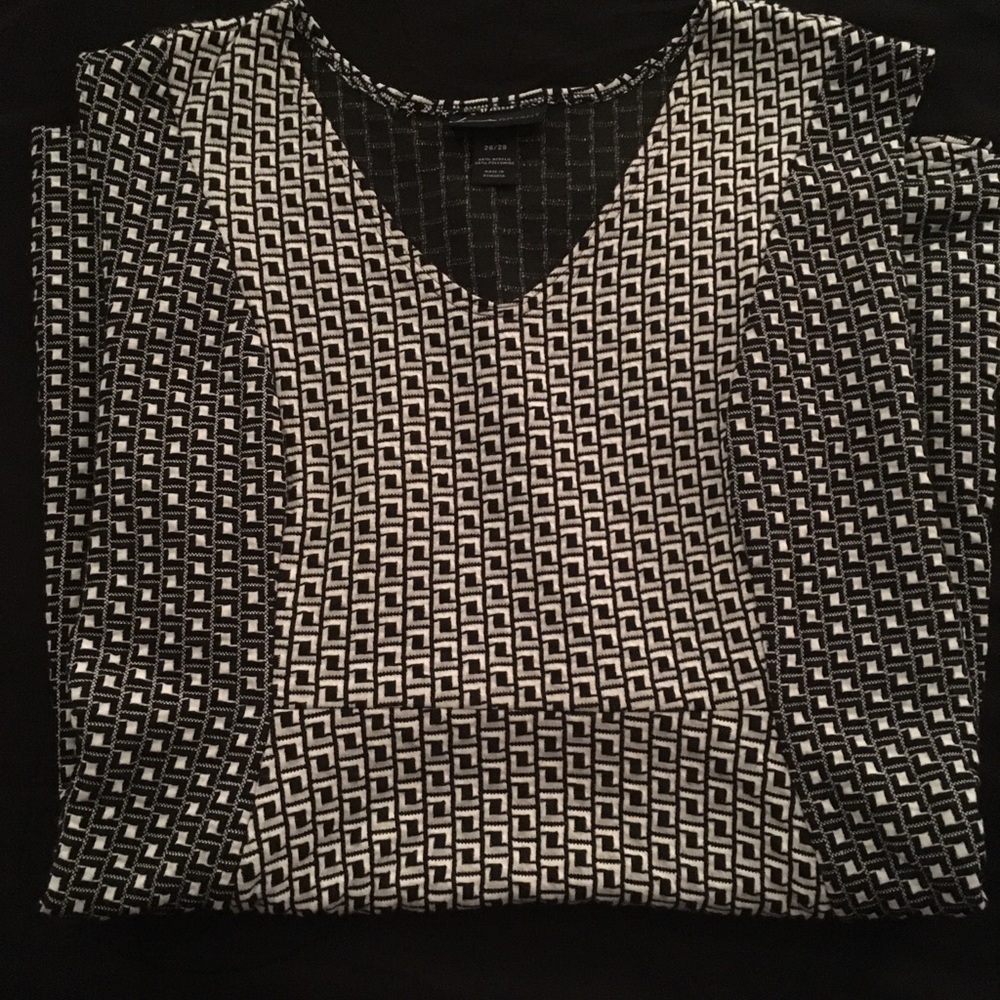 Lane Bryant Black and White Pattern Midi Dress